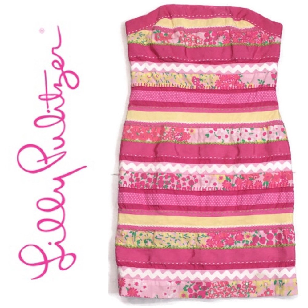 Lilly Pulitzer Stripe Floral Patchwork Pink Dress